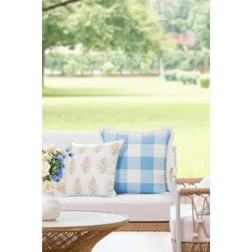Hofdeco Premium Coastal Patio Indoor Outdoor Throw Pillow Cover Only, 20"x20" Water Repellent for Ba...