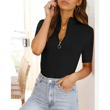 Imily Bela Women's Zipper Mock Neck Knit Pullover