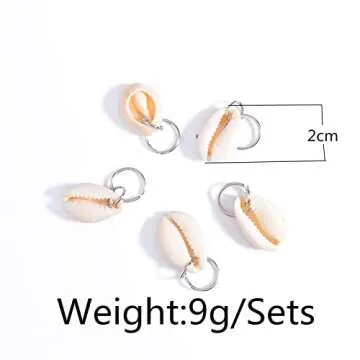 Allereyae Vintage Shell Hair Braid Rings Silver Dreadlocks Clip Conch Braid Hair Rings Clips Cowrie Pendant Hair Cuff Decoration Clips Dreadlock Hair Accessories for Women and Girls 5Pcs (Silver