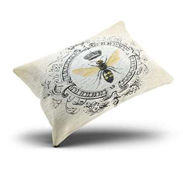 Salleing Custom Hot Romantic Modern Vintage French Queen Bee Decorative Pillowcase Pillowslip Throw Pillow Case Cover Zippered One Side Printed 12x16 Inches
