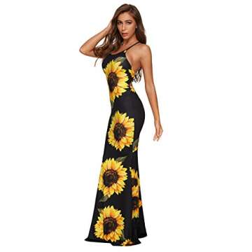 SheIn Floral Strappy Backless Maxi Dress for Women