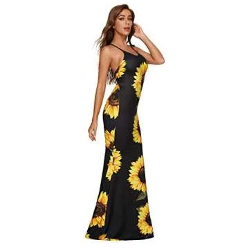 SheIn Floral Strappy Backless Maxi Dress for Women