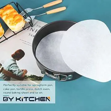 8 Inch Parchment Paper Rounds, Set of 200, Non Stick Baking Parchment Circles, Cake Parchment Rounds for Cake Pan, Springform Pan, Tortilla Press and so on（4.5/5.5/6/7/9/10/12in Available）