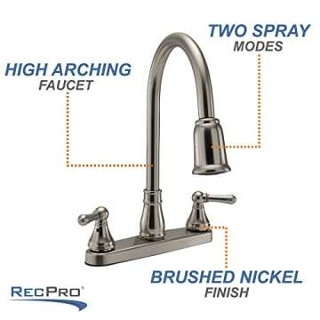 Stylish RecPro RV Kitchen Faucet with Pull Down Sprayer