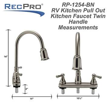 Stylish RecPro RV Kitchen Faucet with Pull Down Sprayer