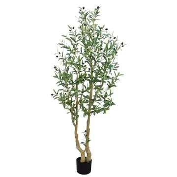 HZXGCP Faux Olive Tree 5ft Indoor Plant with Adjustable Branches