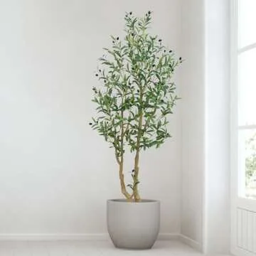 HZXGCP Faux Olive Tree 5ft Indoor Plant with Adjustable Branches