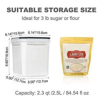PANTRYSTAR Medium Food Storage Containers with Lids Airtight 2.5L /84.5Oz, for Flour, Sugar, Baking ...