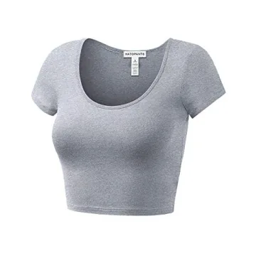 Women's Cotton Crop Tops - Premium Style in Heather Grey