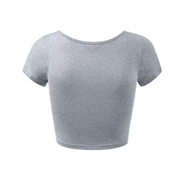 Women's Cotton Crop Tops - Premium Style in Heather Grey