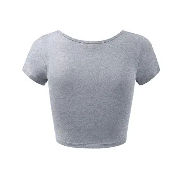 Women's Cotton Crop Tops - Premium Style in Heather Grey