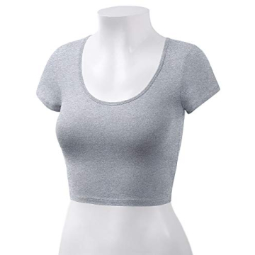Women's Cotton Crop Tops - Premium Style in Heather Grey
