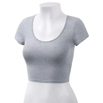 Women's Cotton Crop Tops - Premium Style in Heather Grey