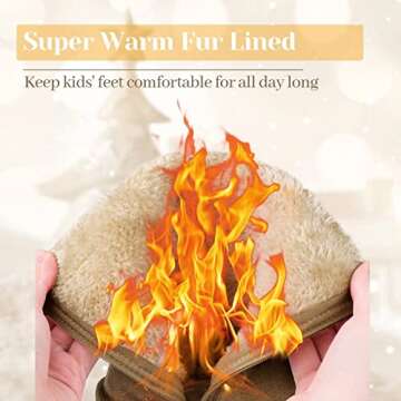FANTURE Toddler Snow Boots for Girls Boys Winter Warm Fur Lined Kids Non Slip Outdoor Shoes (Toddler...