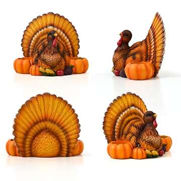Cute Resin Turkey Holder for Thanksgiving Decor