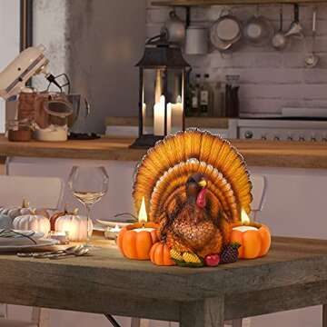 Cute Resin Turkey Holder for Thanksgiving Decor
