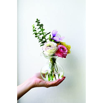 Vietri Hibiscus Glass Clear Bud Vase 5.5" Elegant Floral Display