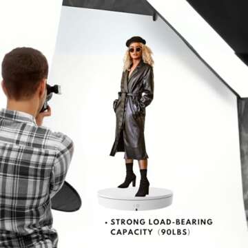 13 inch White Smart Turntable Large Rotating Display Stand with Remote Commercial Product Photography Turntable 99lb Capacity 360 Photo Booth from Shot to Export in Minutes