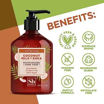 Soapbox Coconut Milk & Shea Moisturizing Hand Soap for Bathroom & Kitchen with Pump Dispenser, (6 Pa...