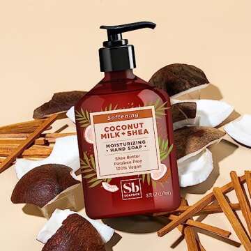 Soapbox Coconut Milk & Shea Moisturizing Hand Soap for Bathroom & Kitchen with Pump Dispenser, (6 Pack, 8oz Each)