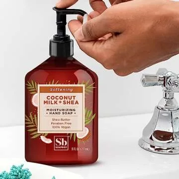 Soapbox Coconut Milk & Shea Moisturizing Hand Soap for Bathroom & Kitchen with Pump Dispenser, (6 Pack, 8oz Each)