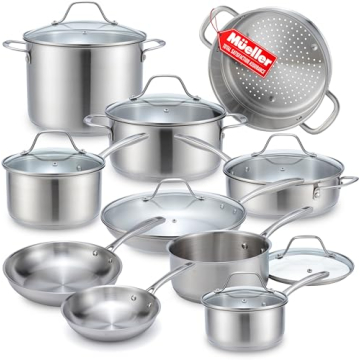 Mueller 17 Piece Cookware Set - Professional Quality Cooking Essentials