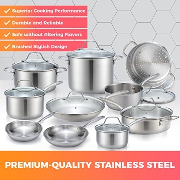 Mueller 17 Piece Cookware Set - Professional Quality Cooking Essentials