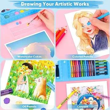 iBayam Coloring Set for Kids, Cute Preppy School Stuff, 149-Pack Sketching Drawing Supplies Kids Painting Kits Art Set Teen Art Kits, Drawing Pad, Coloring Book, Crayons, Pastels, Pencils, Pens
