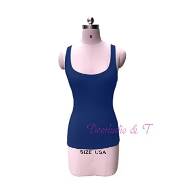 Deerludie & T Womens Scoop Neck Ribbed Tank Tops Low Cut Solid Sexy Summer Sleeveless Henley Shirts U-Royal Blue L
