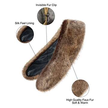 LA CARRIE Women's Faux Fur Collar Scarf Wrap Shawl Cold Winter Warmer(Raccoon)