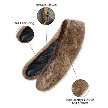 LA CARRIE Women's Faux Fur Collar Scarf Wrap Shawl Cold Winter Warmer(Raccoon)