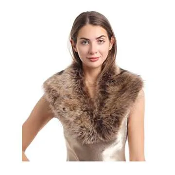 LA CARRIE Women's Faux Fur Collar Scarf Wrap Shawl Cold Winter Warmer(Raccoon)