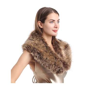 LA CARRIE Women's Faux Fur Collar Scarf Wrap Shawl Cold Winter Warmer(Raccoon)