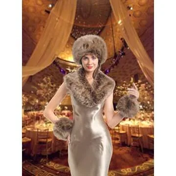 LA CARRIE Women's Faux Fur Collar Scarf Wrap Shawl Cold Winter Warmer(Raccoon)