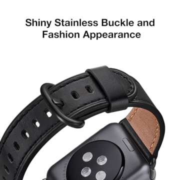 WFEAGL Compatible with Apple Watch Band 38mm 40mm 41mm Women,Top Grain Leather Band for iWatch Ultra...