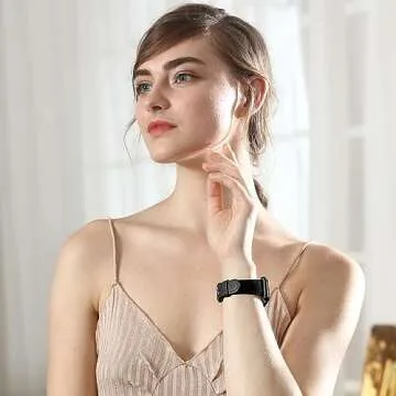 WFEAGL Compatible with Apple Watch Band 38mm 40mm 41mm Women,Top Grain Leather Band for iWatch Ultra SE & Series 9 8 7 6 5 4 3 21(Black/Black)