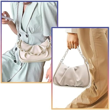 Chic Cream Clutch Purse - Versatile Shoulder Bag for Women