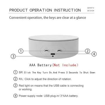 ZLMONDEE Rotating Display Stand ,5.2" 4.4lb Load Cup Display Stand Turner For Tumblers, Spinning Display Stand,Motorized Tumbler Display Turner For Glitter Cups Photography Small Arts Pruducts (White)