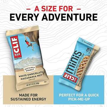 CLIF BAR - White Chocolate Macadamia Nut Flavor - Full Size and Mini Energy Bars - Made with Organic Oats - Non-GMO - Plant Based - 2.4 oz. and 0.99 oz. (20 Count)
