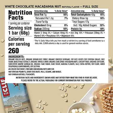 CLIF BAR - White Chocolate Macadamia Nut Flavor - Full Size and Mini Energy Bars - Made with Organic Oats - Non-GMO - Plant Based - 2.4 oz. and 0.99 oz. (20 Count)