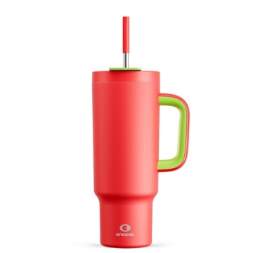 ENCOOL 40 oz Tumbler with Handle and Straw, 100% Leakproof Insulated Tumbler with Lid and Straw, Sta...