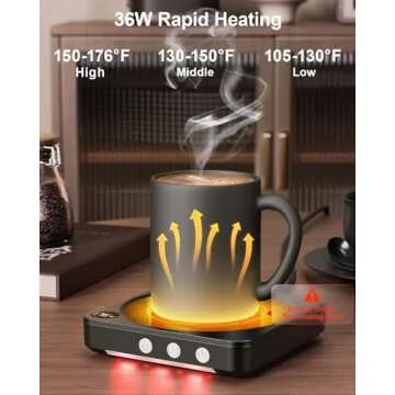 House Gem Mug Warmer - 36W Coffee Mug Warmer for Desk with Temperature Display, 2-12Hrs Auto Shut Off, Smart Candle Warmer - Ideal Coffee Gifts Accessories Keep Beverages Coffee Warmer (Black)