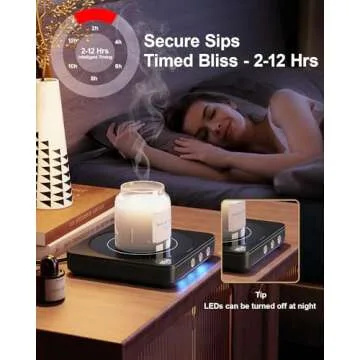 House Gem Mug Warmer - 36W Coffee Mug Warmer for Desk with Temperature Display, 2-12Hrs Auto Shut Off, Smart Candle Warmer - Ideal Coffee Gifts Accessories Keep Beverages Coffee Warmer (Black)