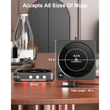 House Gem Mug Warmer - 36W Coffee Mug Warmer for Desk with Temperature Display, 2-12Hrs Auto Shut Off, Smart Candle Warmer - Ideal Coffee Gifts Accessories Keep Beverages Coffee Warmer (Black)