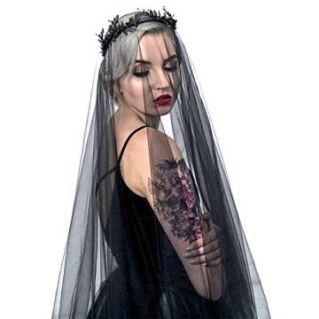 Super Long 5 Mitters Veil 1 Tier Black Tulle Cut Edge Wedding Bridal Veil Cathedral Veil Photography Halloween Costume Accessory Headpiece
