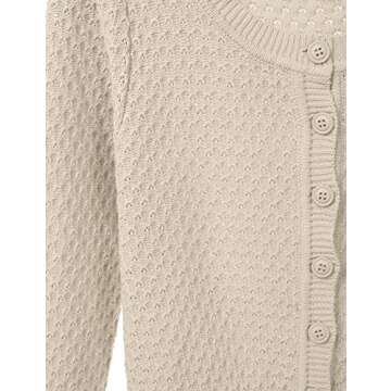 Women's Button Down 3/4 Sleeve Crew Neck Cotton Knit Cropped Cardigan Sweater Oatmeal 3X
