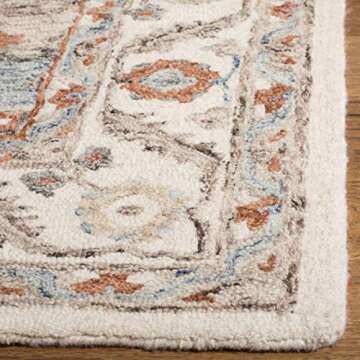 SAFAVIEH Micro-Loop Collection 5' Square Ivory / Rust MLP904A Handmade Premium Wool Area Rug