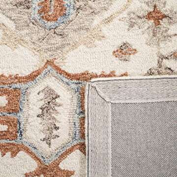 SAFAVIEH Micro-Loop Collection 5' Square Ivory / Rust MLP904A Handmade Premium Wool Area Rug