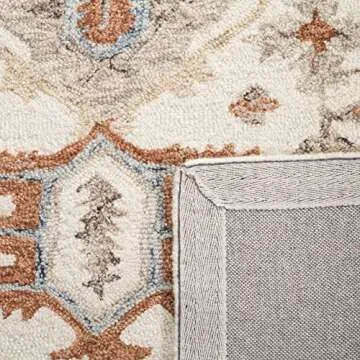 SAFAVIEH Micro-Loop Collection 5' Square Ivory / Rust MLP904A Handmade Premium Wool Area Rug