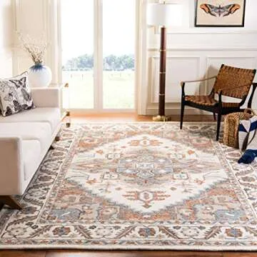SAFAVIEH Micro-Loop Collection 5' Square Ivory / Rust MLP904A Handmade Premium Wool Area Rug